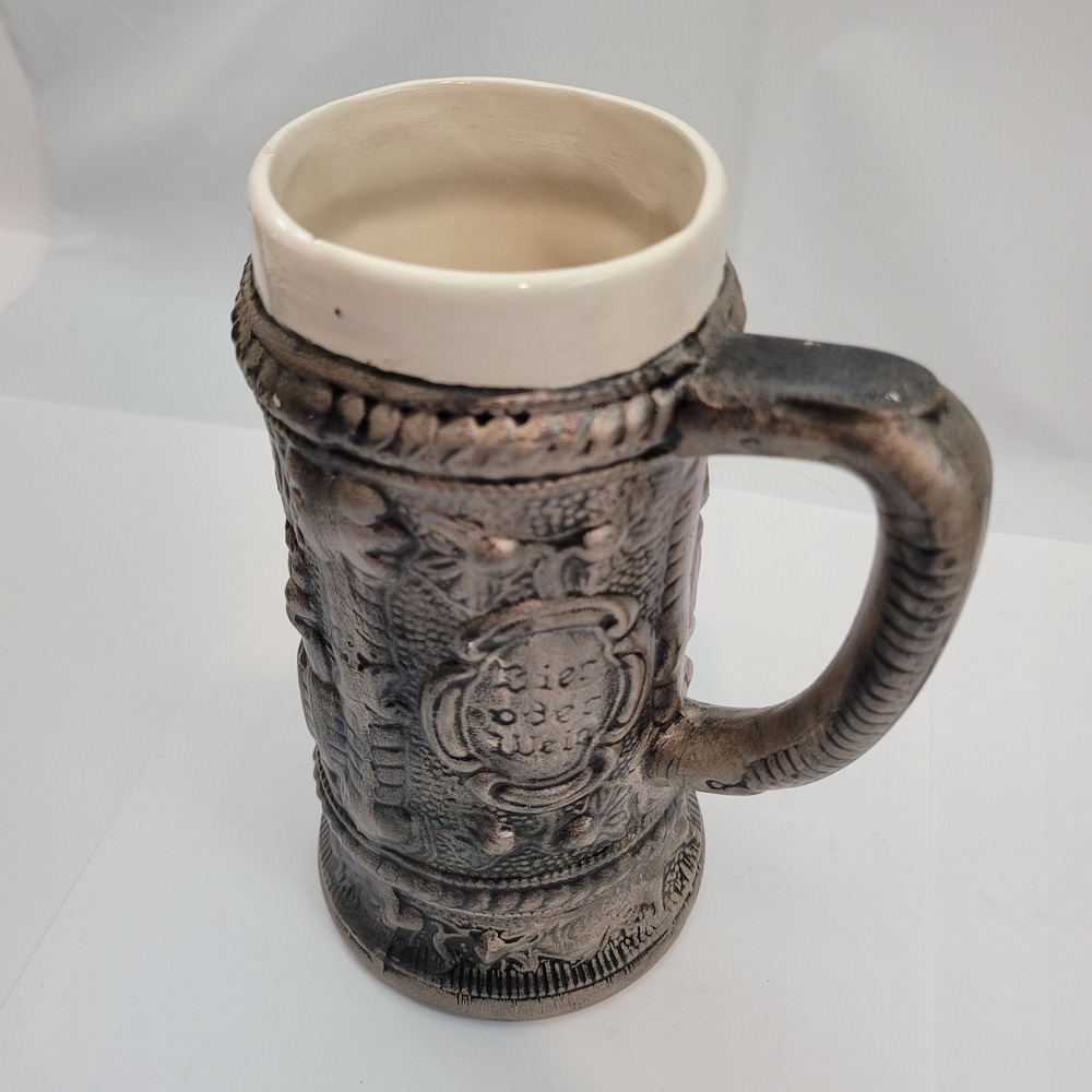 Vintage 1981 Beer Stein Silver Reliefโ German Bier Oder Wein Tankard Mug